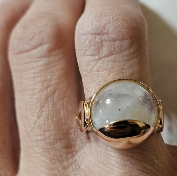 Natural Moonstone in 18k Rose Gold over Sterling Silver Ring Sz 6.5 - Picture 4 of 4